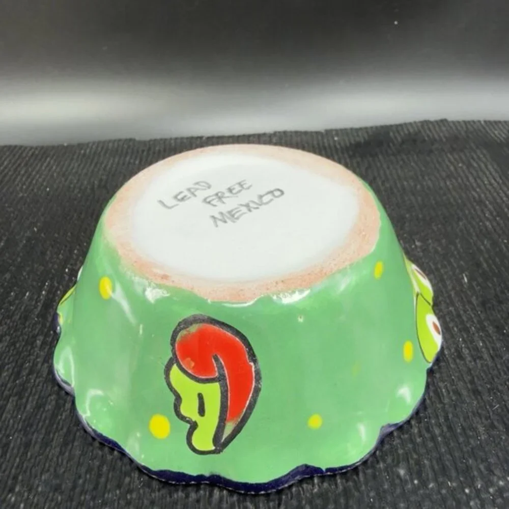 Vintage‎ Hand Made Mexico Pottery Talavera 4inch Dish Salsa Bowl Container Decor